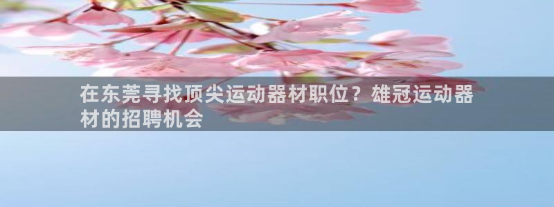 意昂3娱乐代理怎么样：在东莞寻找顶尖运动器材职位？雄
